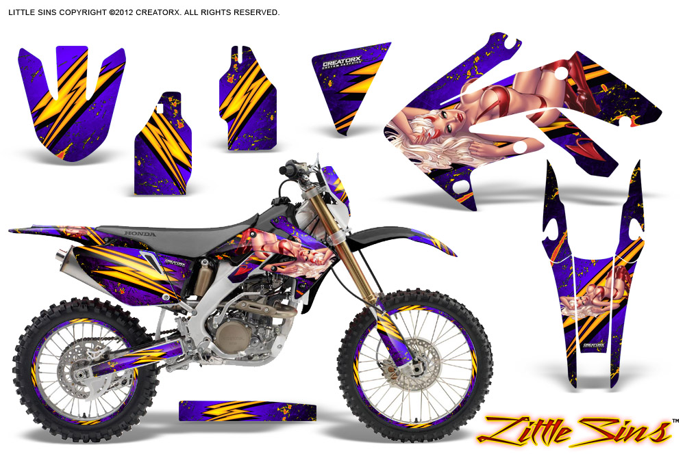 Honda CRF 250X 04-12 Graphics Kit Little Sins Purple NP Rims
